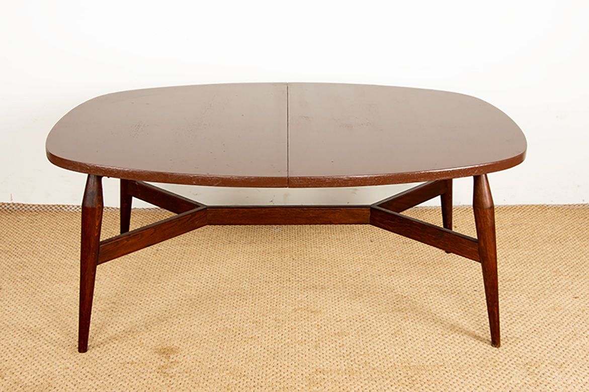 Danish High And Low Table In Teak And Brown Lacquered Wood, Smørrebrød Model 1960. photo vinterior