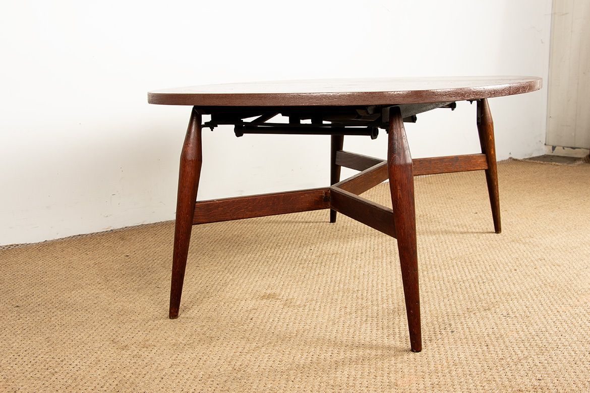 Mobilier Table danoise haute et basse en teck et bois laqué brun, modèle Smørrebrød, 1960. photo