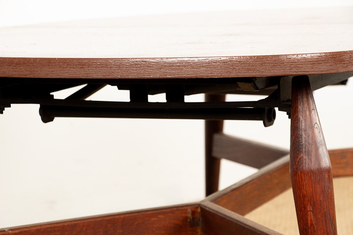 photo vintage Table danoise haute et basse en teck et bois laqué brun, modèle Smørrebrød, 1960.