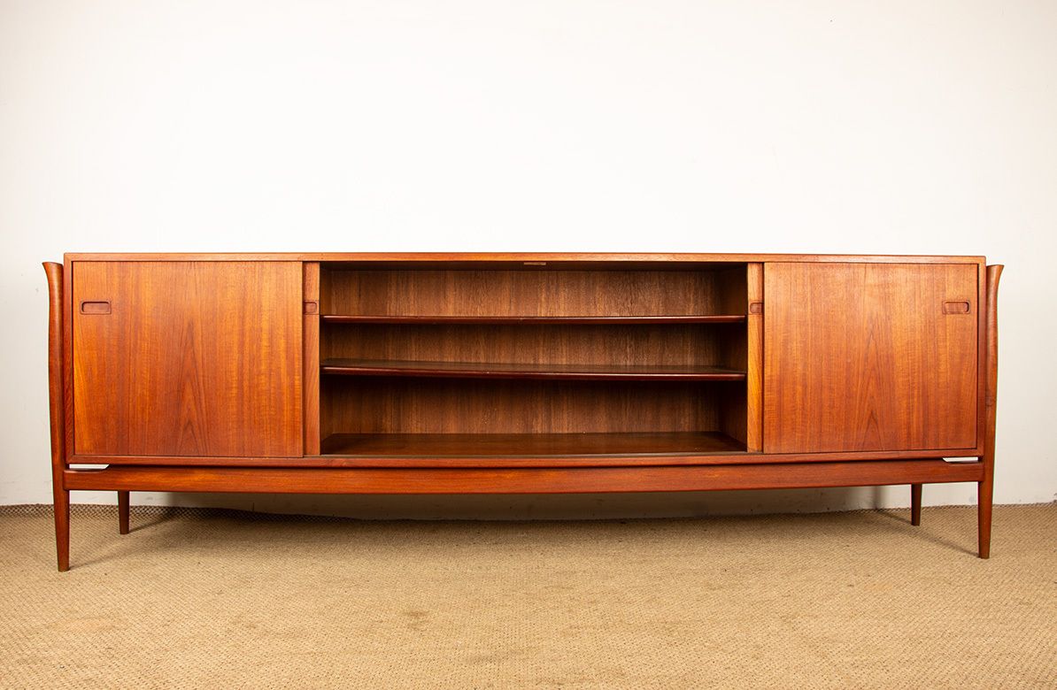 photo vintage Grande enfilade danoise en teck 255 cm, 1960.