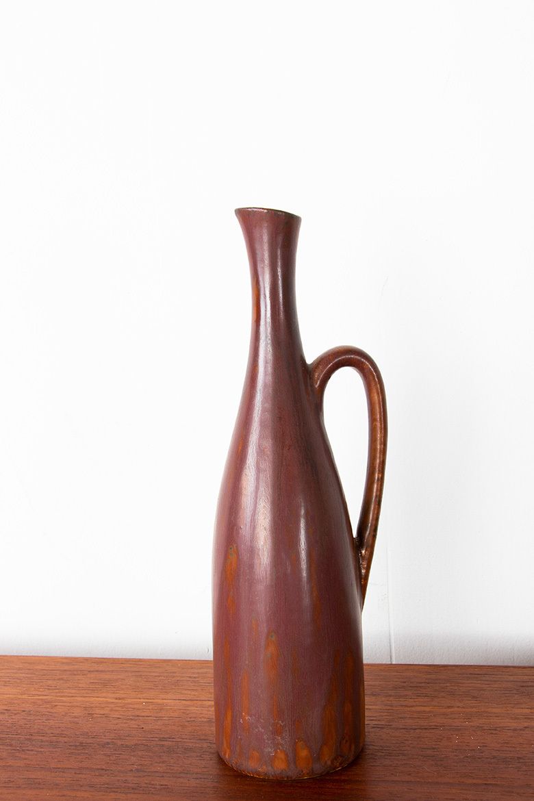 Vase en céramique émaillée brune par Gunnar Nylund pour Rörstrand, Suède, 1960. photo for sale