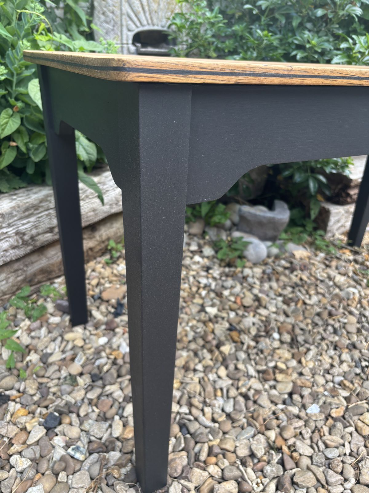 Vintage Oak School Table Restyled Waxed With Matt Black Legs photo 150.0
