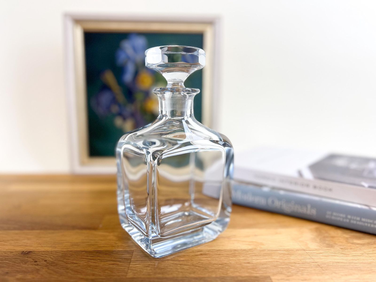 Strombergshyttan Crystal Decanter   Ice Blue Swedish Liquor Decanter   Signed Mid Century Luxurious Decanter