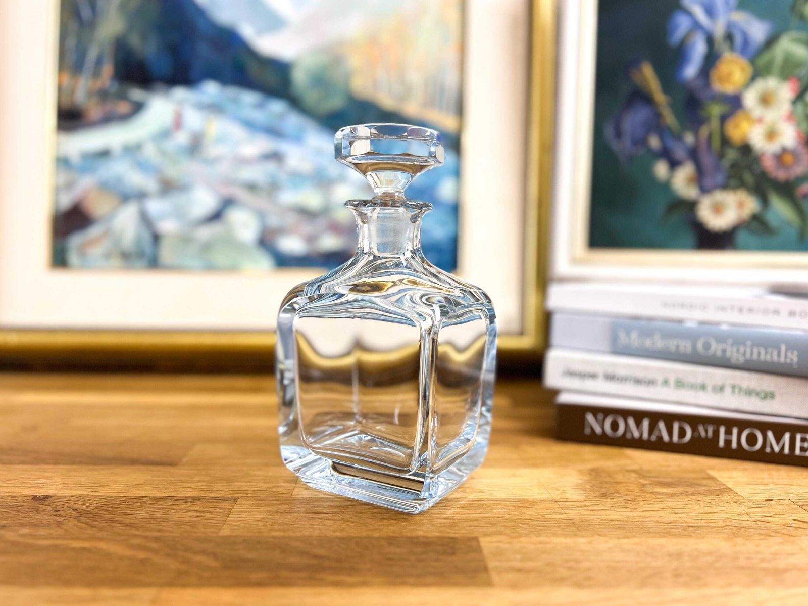 Strombergshyttan Crystal Decanter   Ice Blue Swedish Liquor Decanter   Signed Mid Century Luxurious Decanter photo furniture