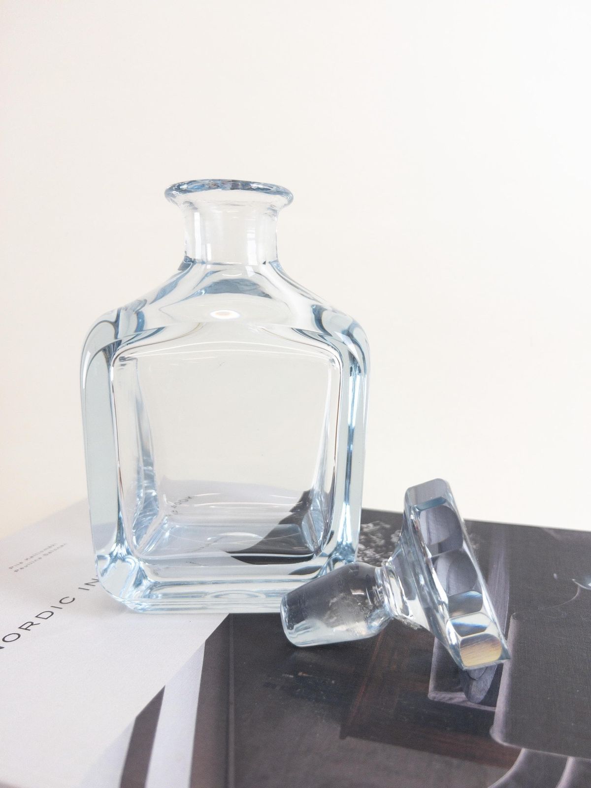 Strombergshyttan Crystal Decanter   Ice Blue Swedish Liquor Decanter   Signed Mid Century Luxurious Decanter photo vintage