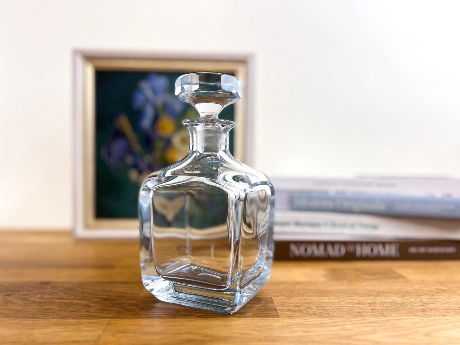 photo furniture Strombergshyttan Crystal Decanter   Ice Blue Swedish Liquor Decanter   Signed Mid Century Luxurious Decanter