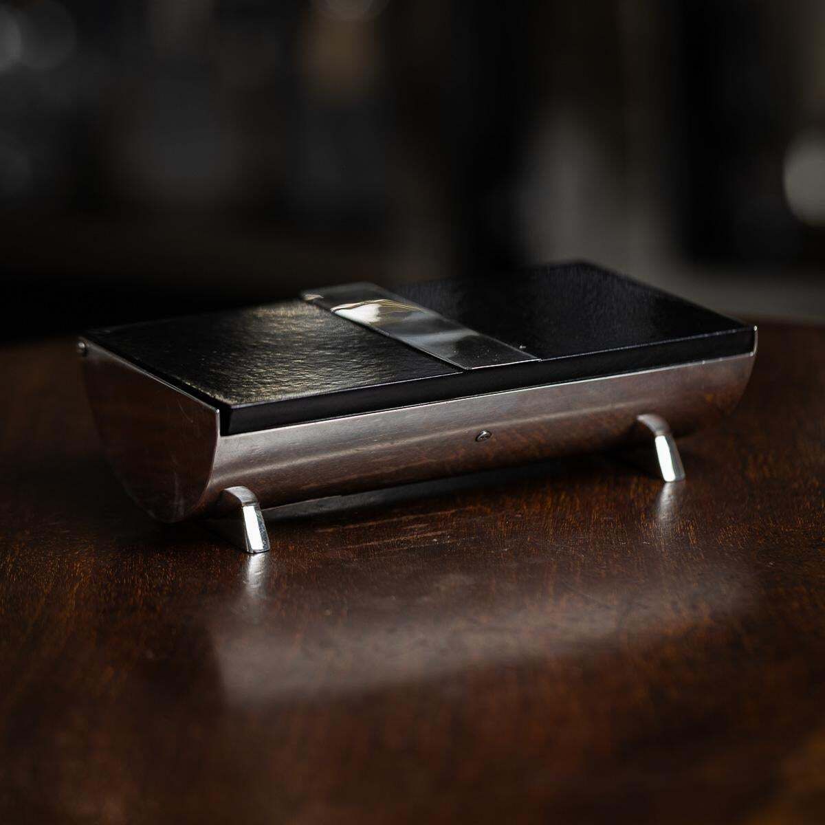 Antique 20thc English Art Deco Solid Silver & Lacquer Cigarette Box C.1920 photo furniture