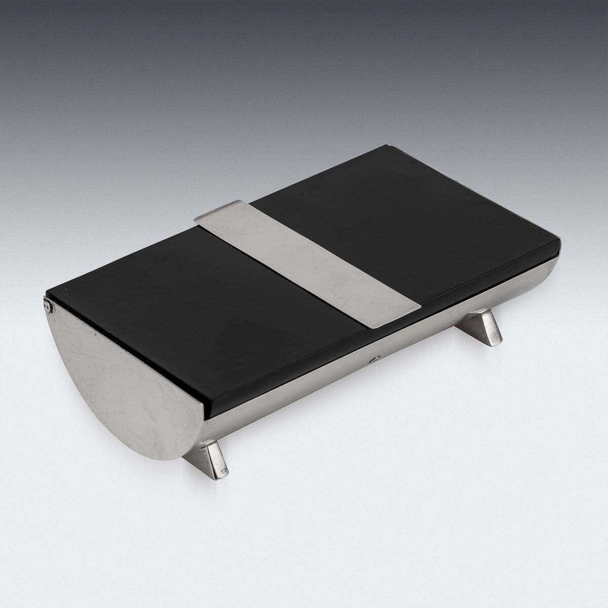 Antique 20thc English Art Deco Solid Silver & Lacquer Cigarette Box C.1920 photo for sale