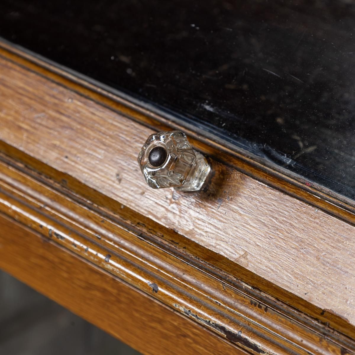 photo furniture Antique 20th Century French Scumbled Pine & Glass Pharmacy Cabinet C.1900