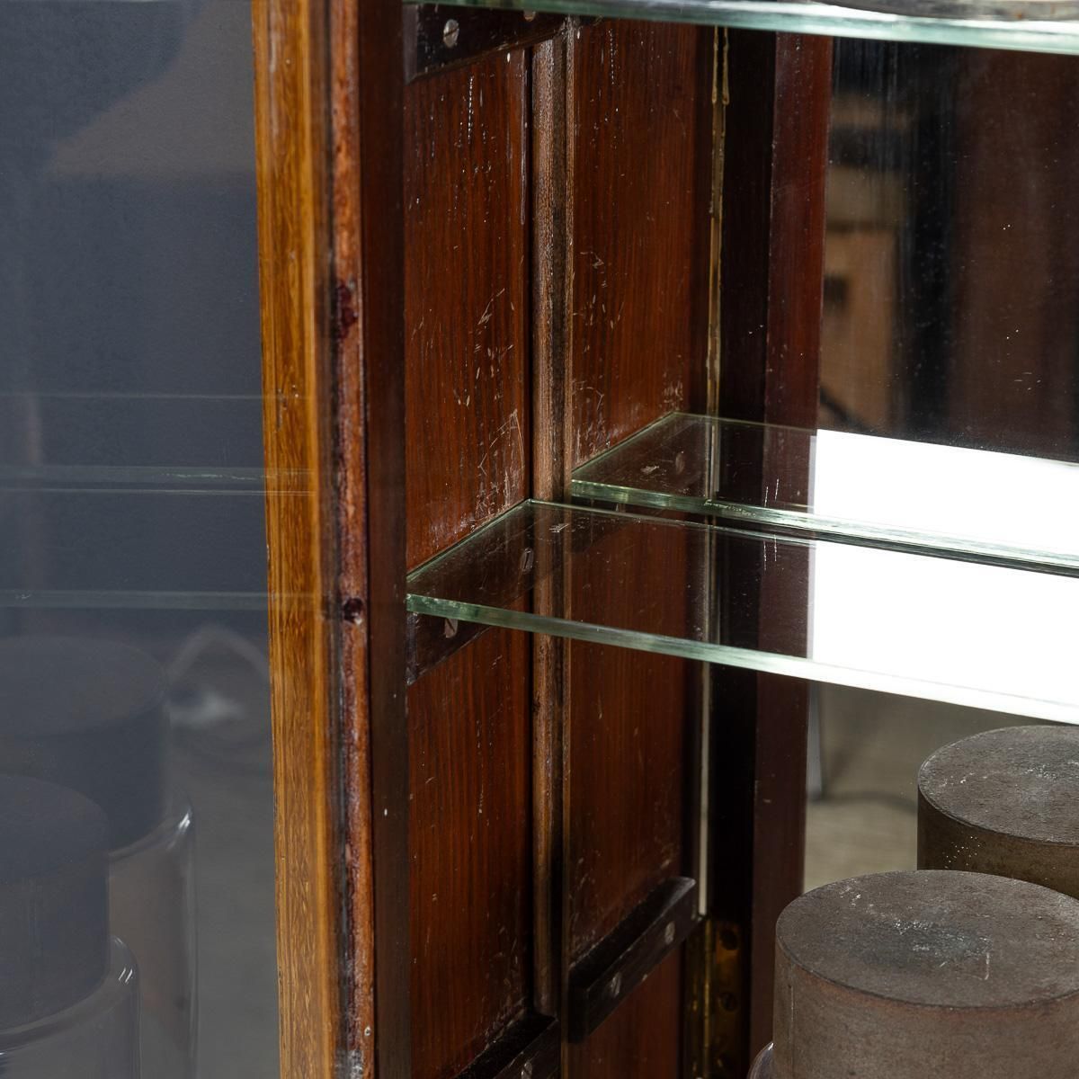 photo for sale Antique 20th Century French Scumbled Pine & Glass Pharmacy Cabinet C.1900