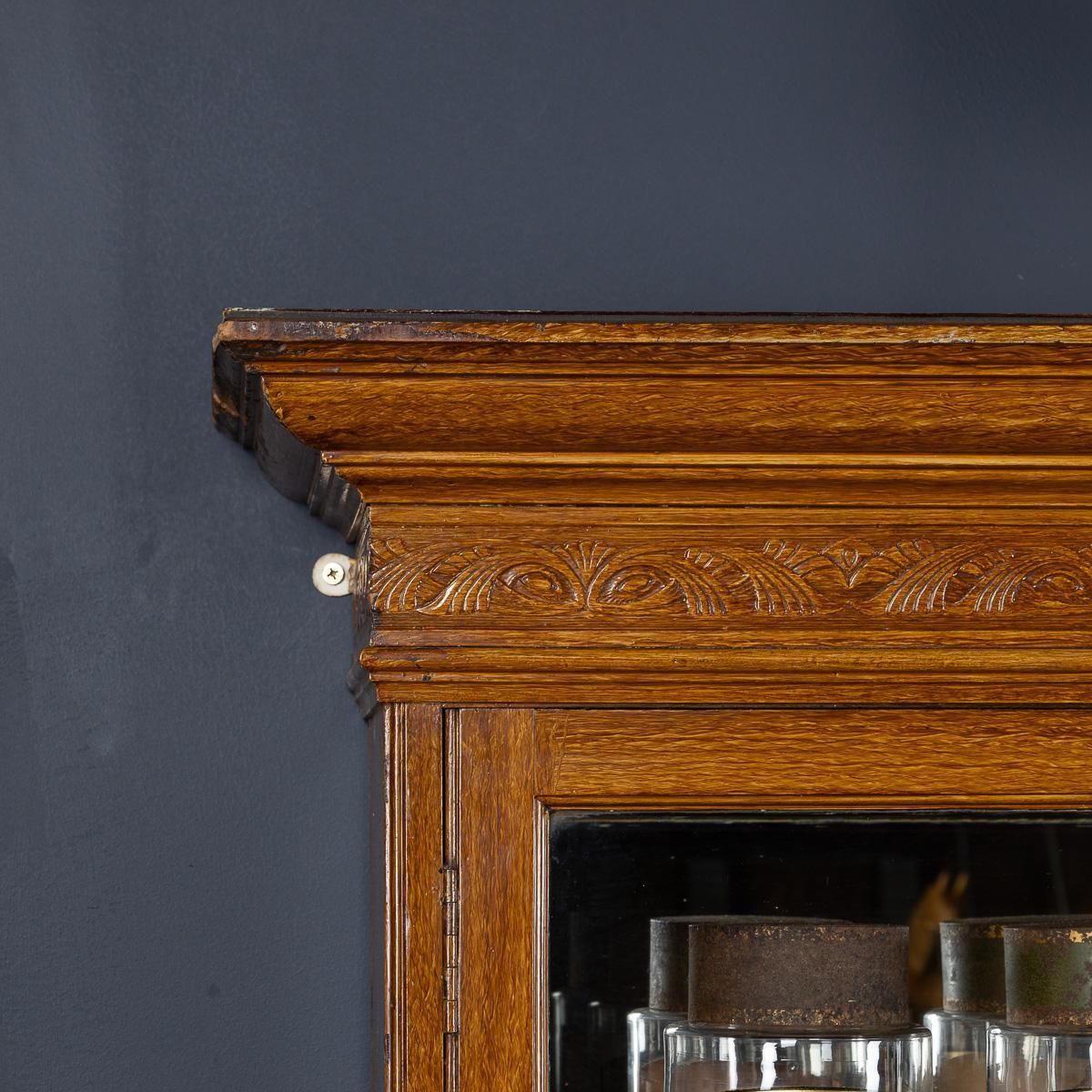 photo vinterior Antique 20th Century French Scumbled Pine & Glass Pharmacy Cabinet C.1900