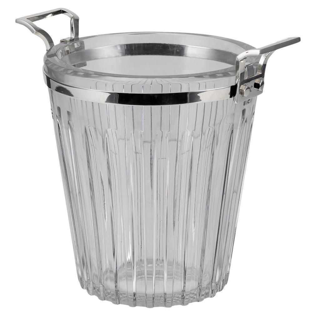 Stunning 20th Century French Silver Plated & Baccarat Glass Wine Cooler C.1960