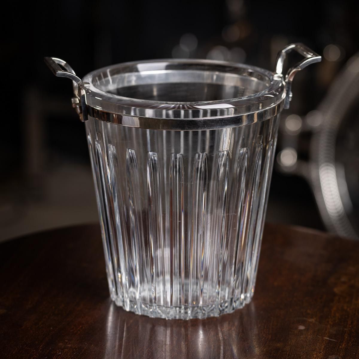 Stunning 20th Century French Silver Plated & Baccarat Glass Wine Cooler C.1960 photo furniture