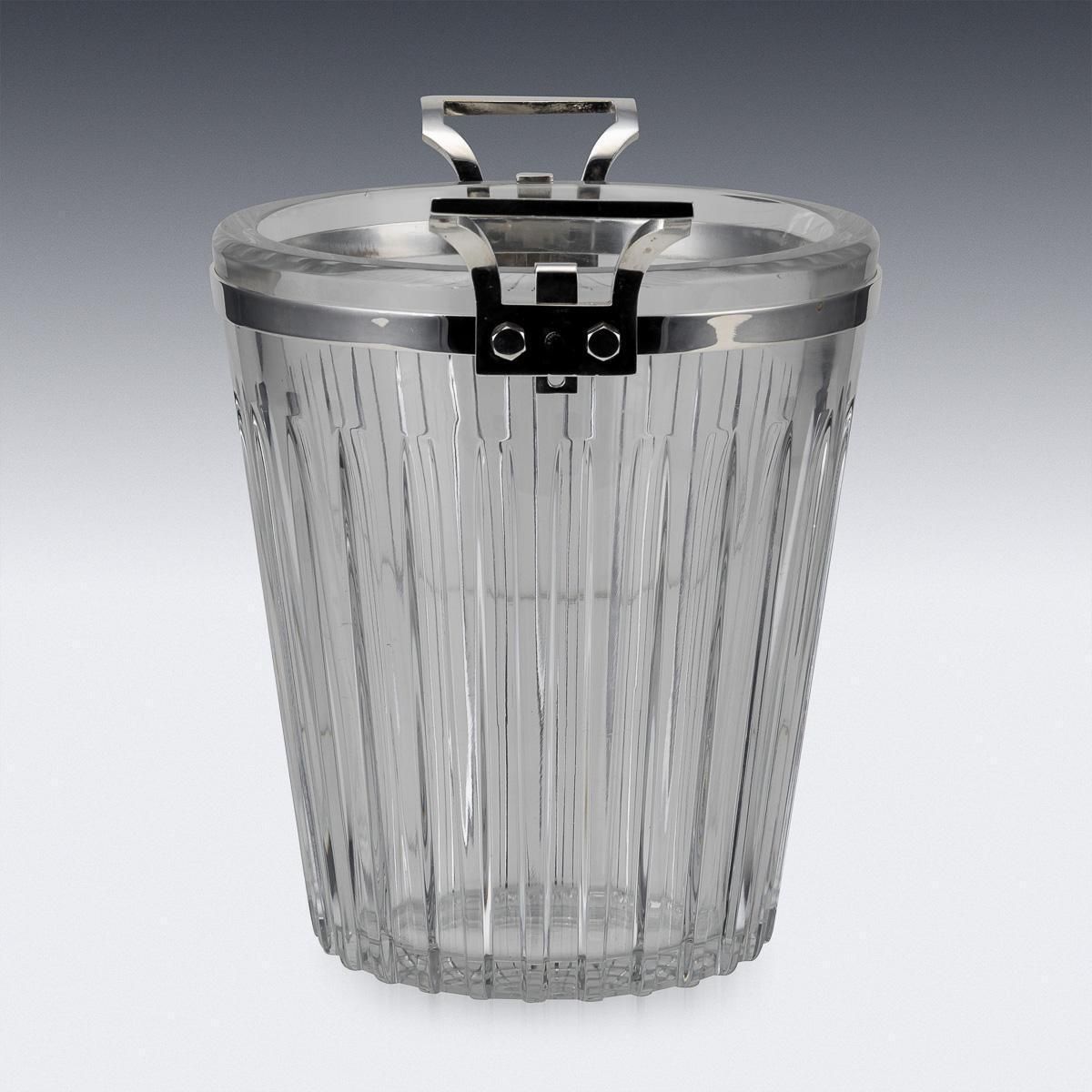 Stunning 20th Century French Silver Plated & Baccarat Glass Wine Cooler C.1960 photo Home Decor