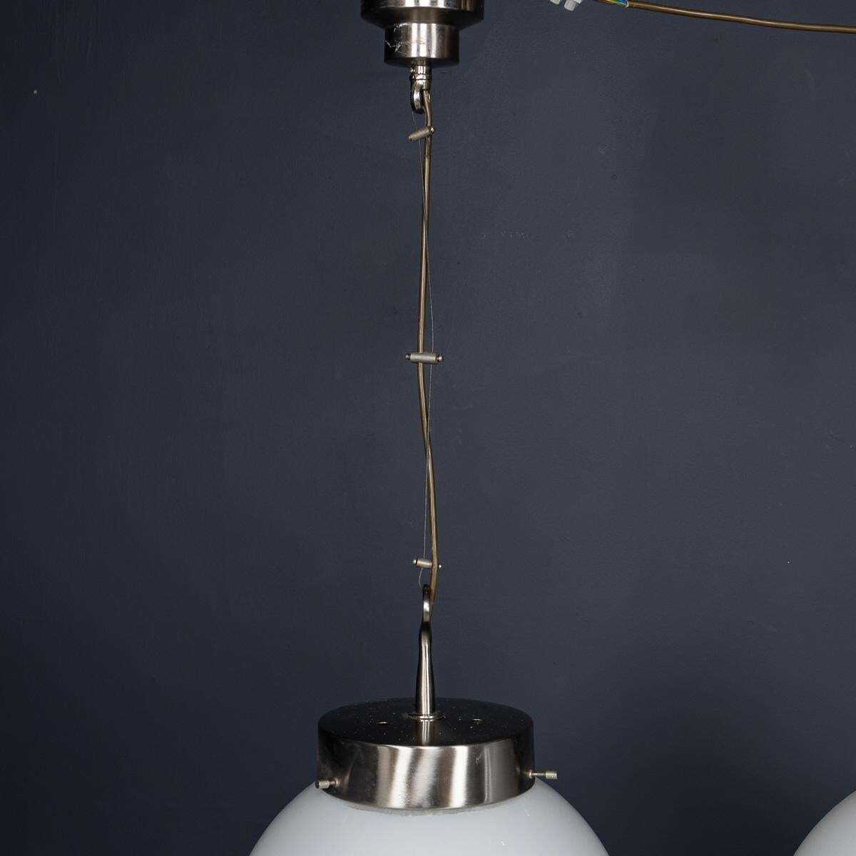 Lighting 20thc Italian Pair Of "Delta" Opaline Pendant Lights By Sergio Mazza C.1960 photo