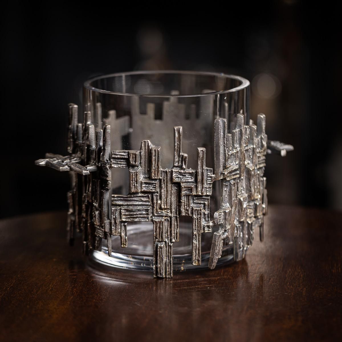 Vintage 20th Century Silver Plated Brutalist Style Ice Bucket C.1960 photo furniture