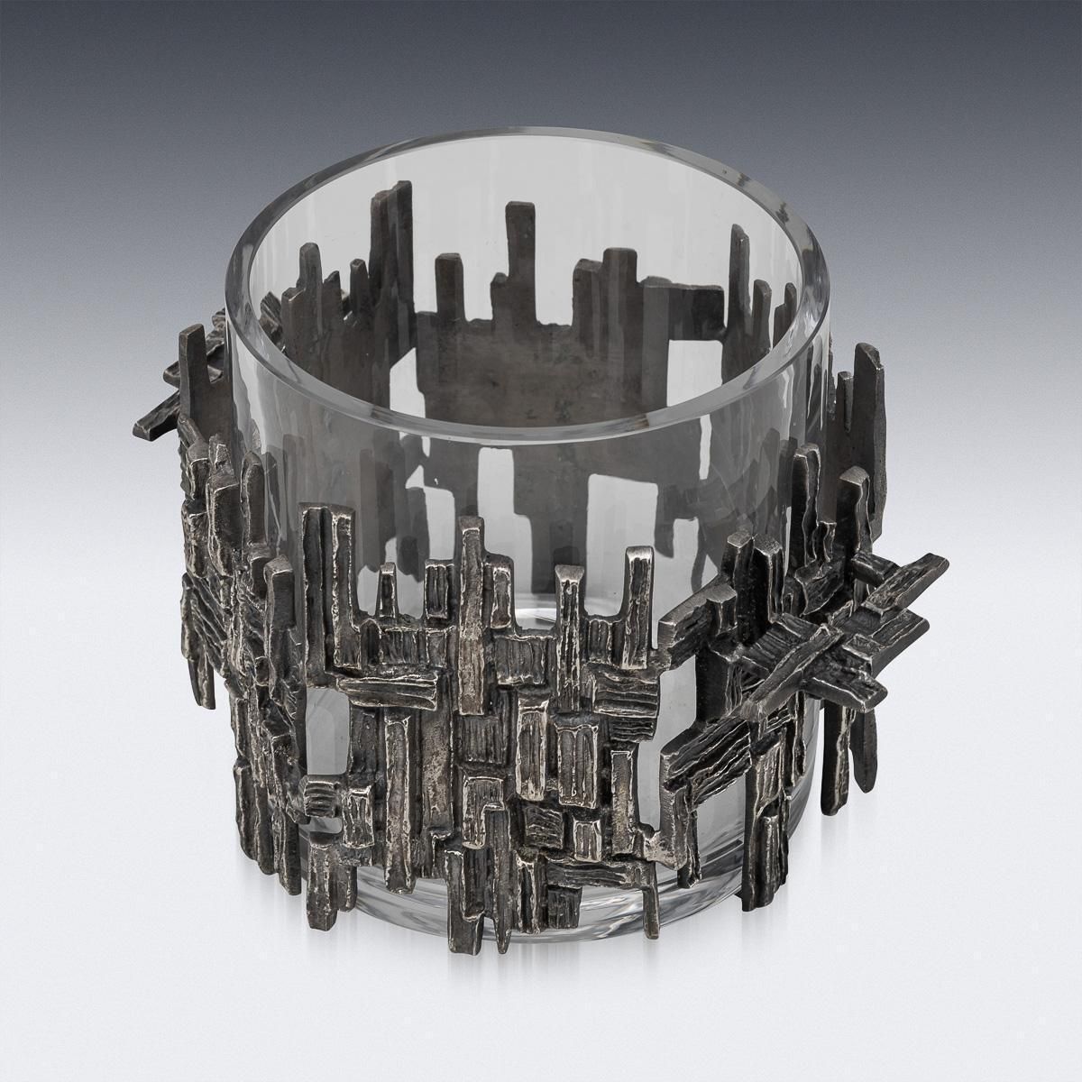 Vintage 20th Century Silver Plated Brutalist Style Ice Bucket C.1960 photo vinterior