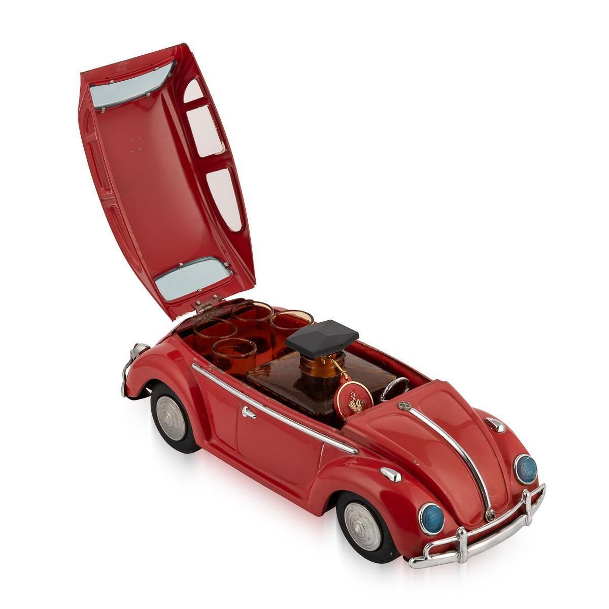 20thc Novelty Volkswagen Beetle Model With Hidden Decanter & Shot Glasses C.1950 photo vintage