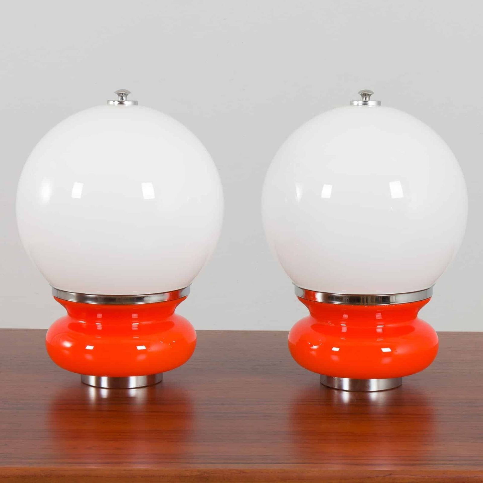 Pair Italian Space Age Mazzega Murano Glass Table Lamps Attr. To Carlo Nason, Italy, 1970s