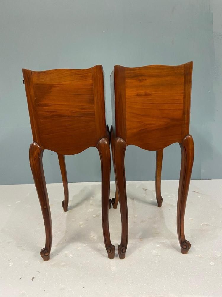 1100.0 Pair French Walnut Nightstands Bedside Chests photo