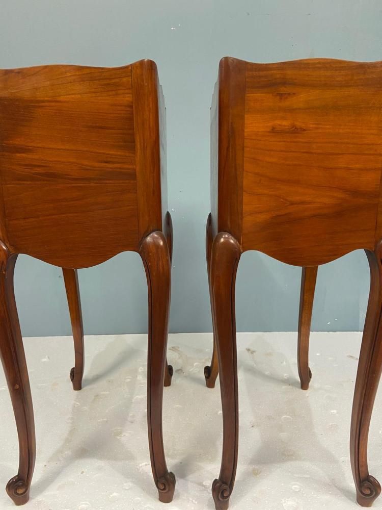 photo buy Pair French Walnut Nightstands Bedside Chests