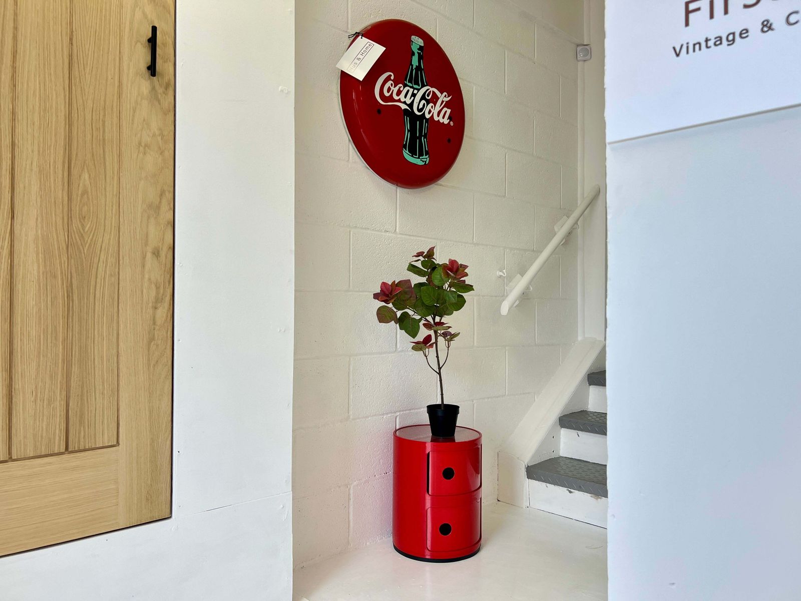 Red Kartell Componibili Two Tier Storage Unit By Anna Castelli Ferrieri photo vintage