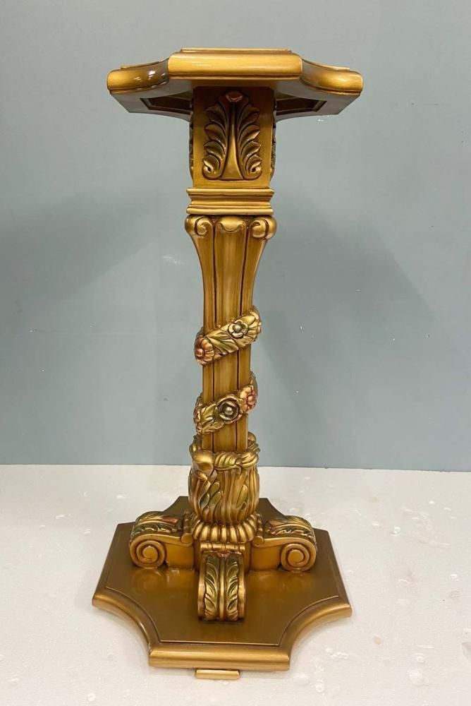Pair French Gilt Pedestal Stands Neo Classical Baroque photo vintage