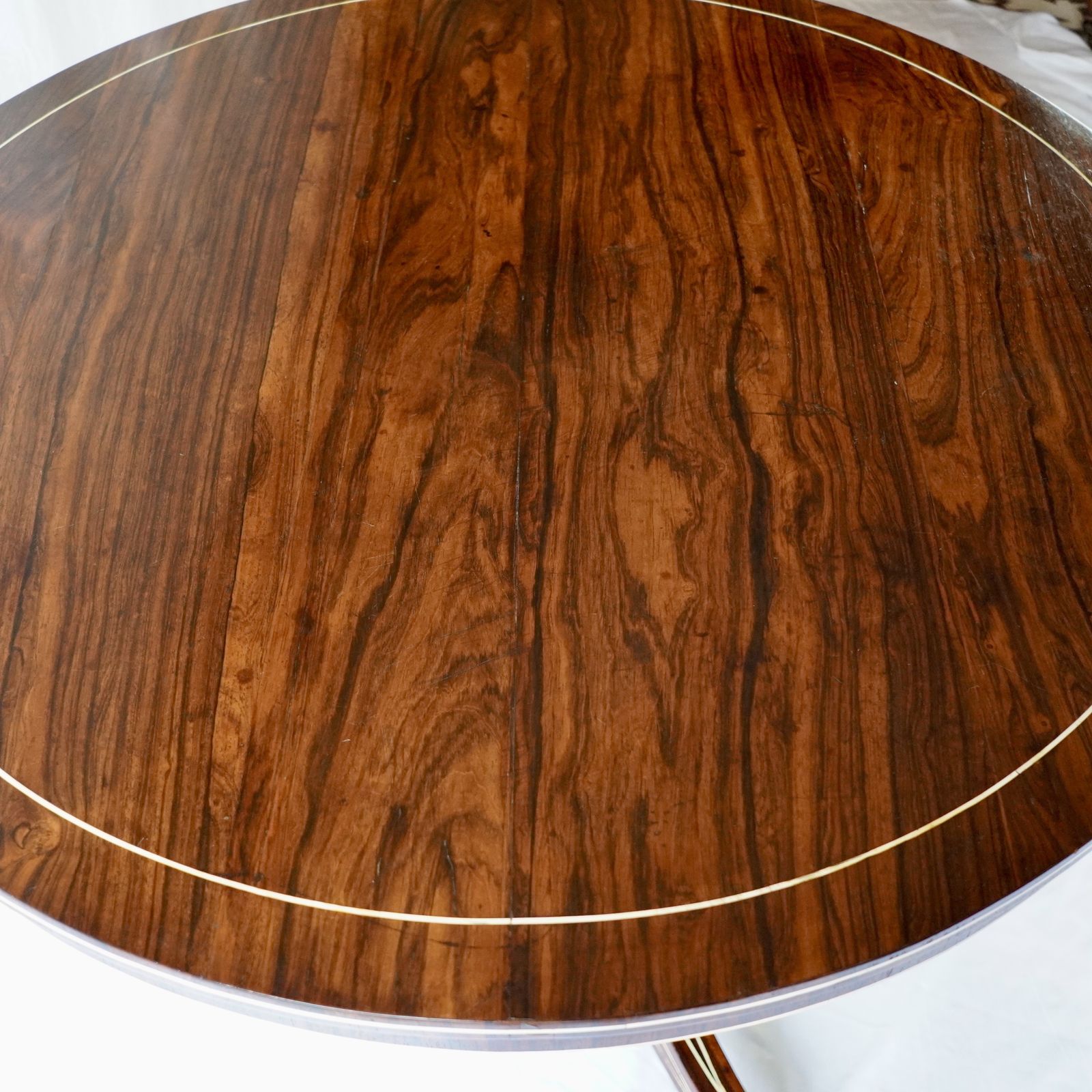 Fine Regency Rosewood And Ivory Inlaid Circular Tilt Top Centre Table photo vintage