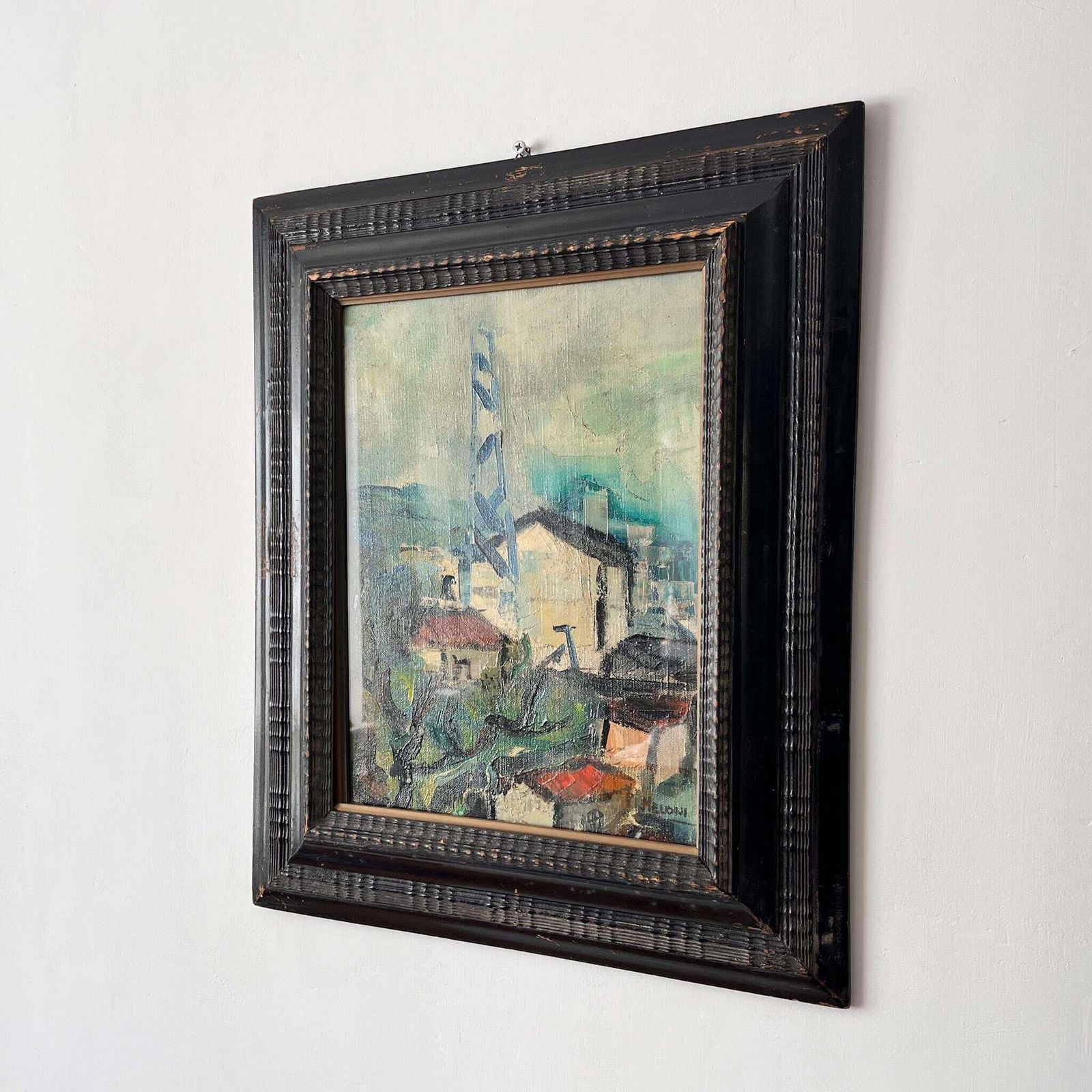 Italian Antique Oil On Canvas Painting Signed Meloni photo for sale