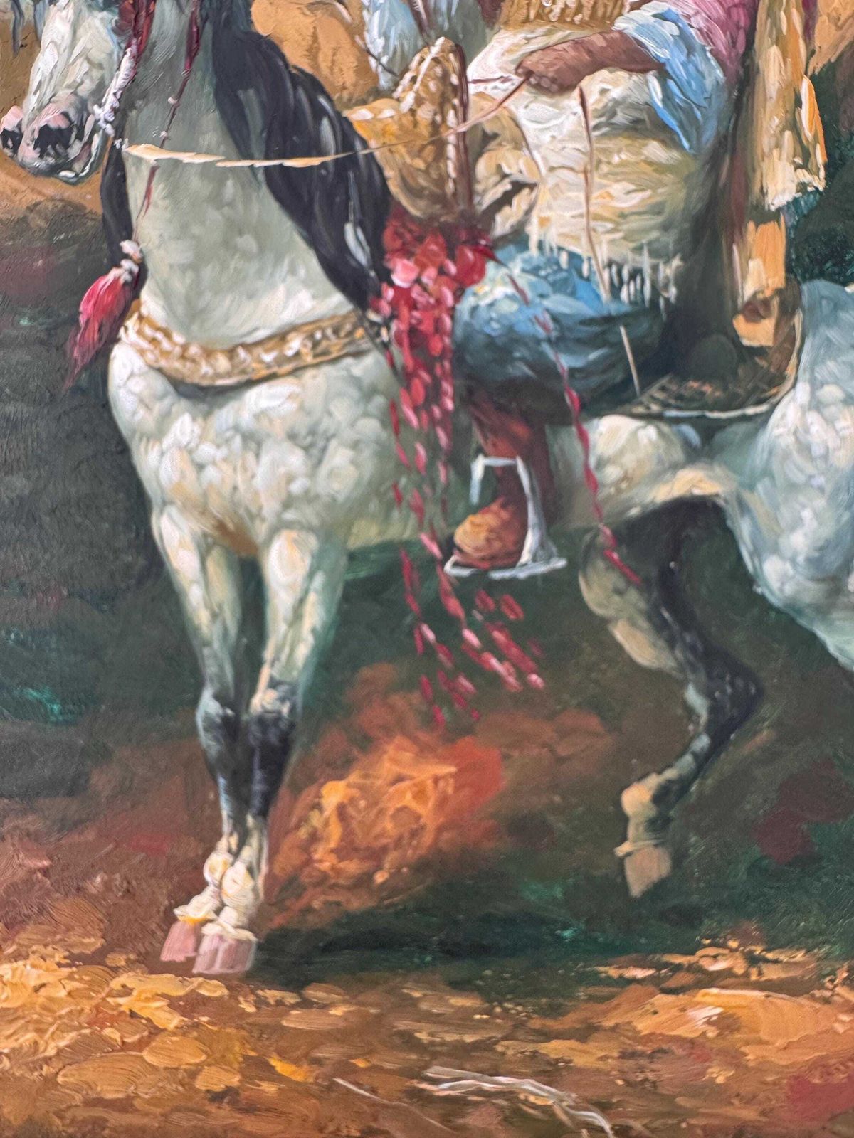 Arab On A Horse Oil Painting, Wall Decor, Original Oil Painting, Arabian Painting photo for sale