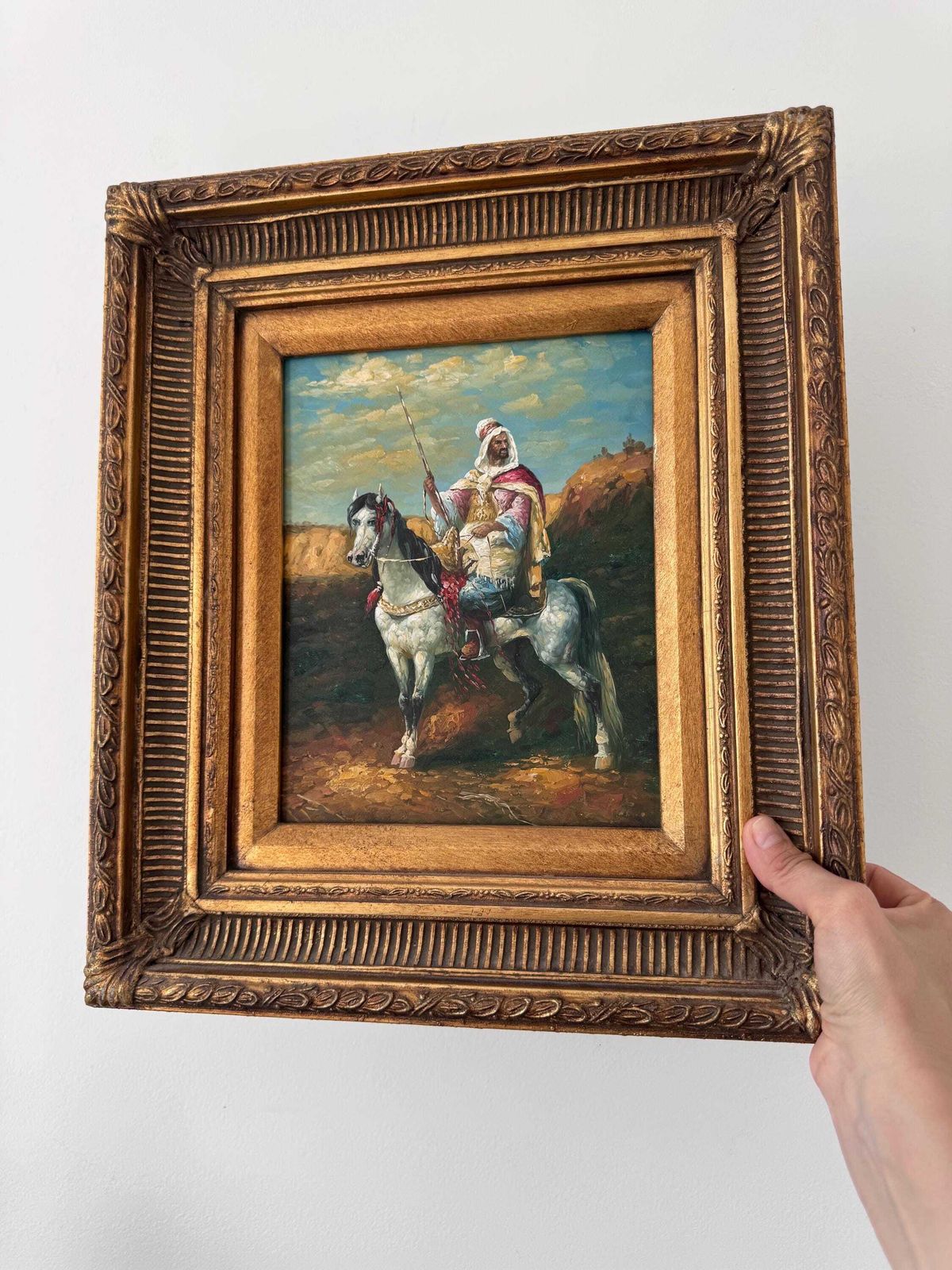 photo furniture Arab On A Horse Oil Painting, Wall Decor, Original Oil Painting, Arabian Painting