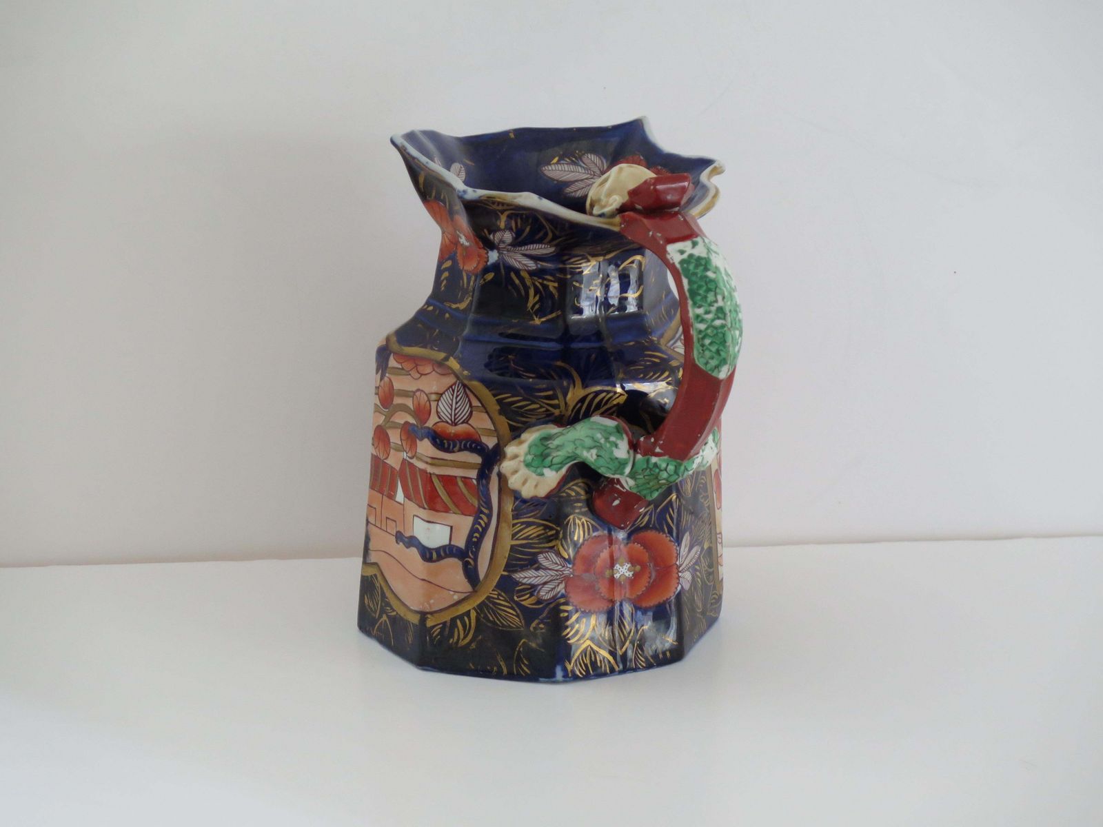 Georgian Masons Ironstone Large Jug Or Pitcher In School House Pattern, Ca 1818 photo vintage