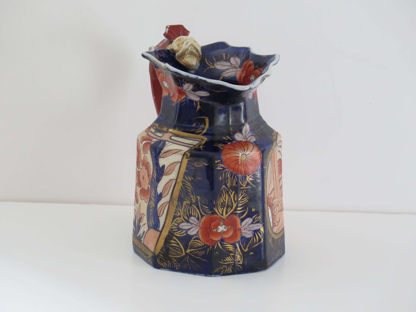 695.0 Georgian Masons Ironstone Large Jug Or Pitcher In School House Pattern, Ca 1818 photo