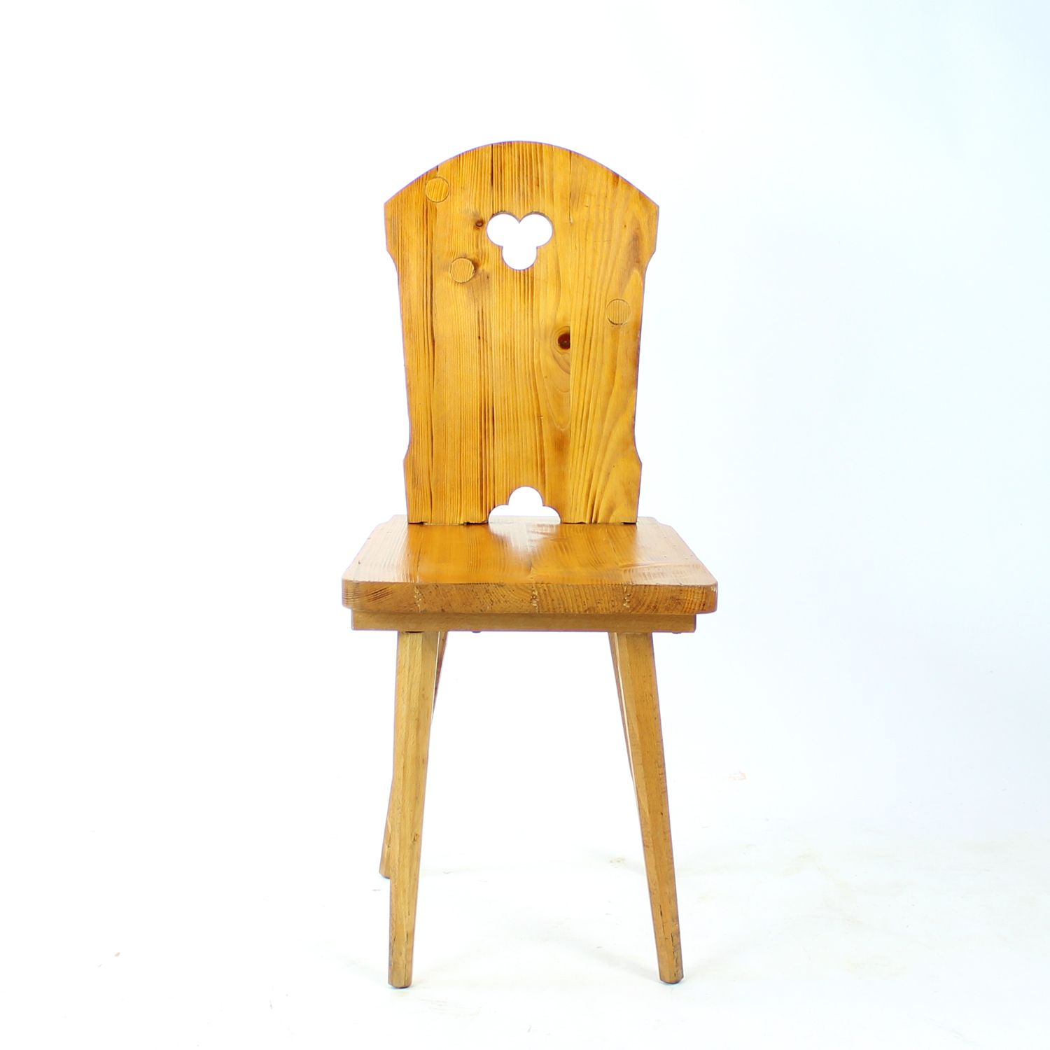 Folk Style Dining Chair In Wood, Czechoslovakia 1970s photo for sale