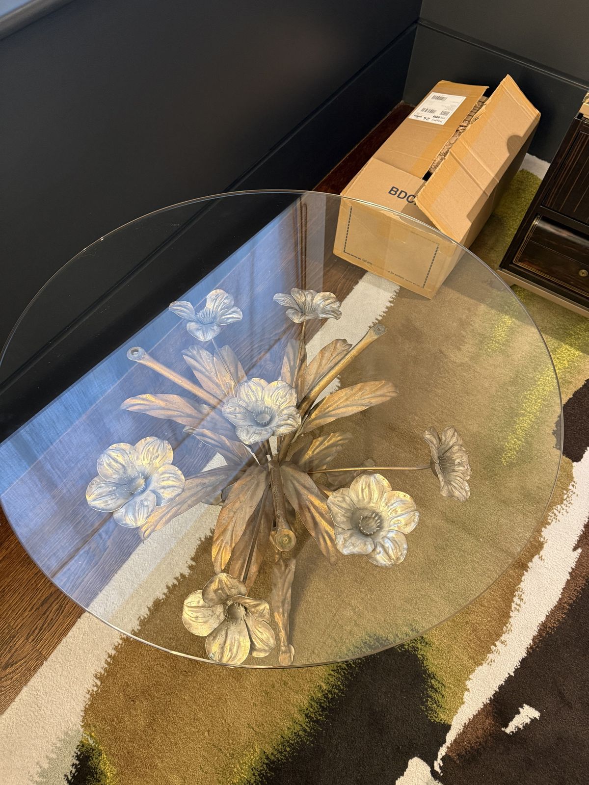 Vintage Gilt Metal Coffee Table By Hans Kogl photo 550.0