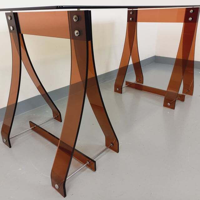 Marcello Gacita And Pierre Tiberi Desk In Smoked Glass And Plexiglass photo vinterior