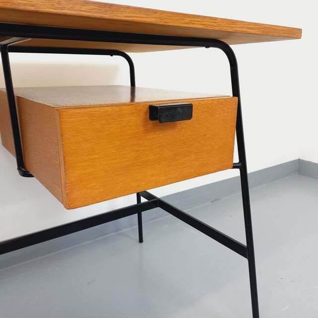 Pierre Paulin Modernist Desk In Oak And Metal photo vinterior