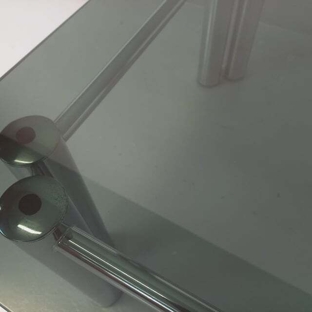 Space Age Italian Square Coffee Table In Smoked Glass And Chrome Metal photo buy