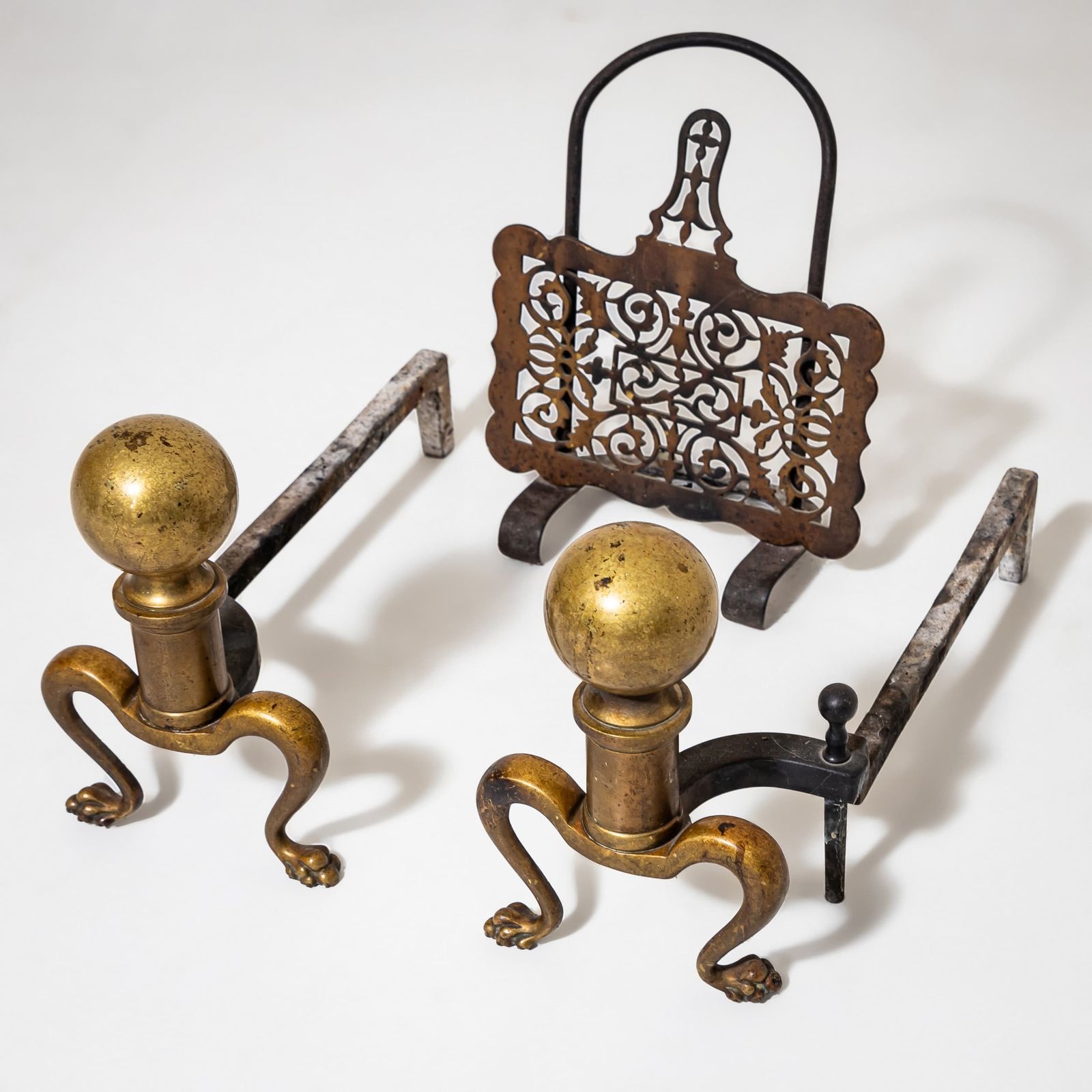 Andirons With Fireplace Tools, Late 19th Century