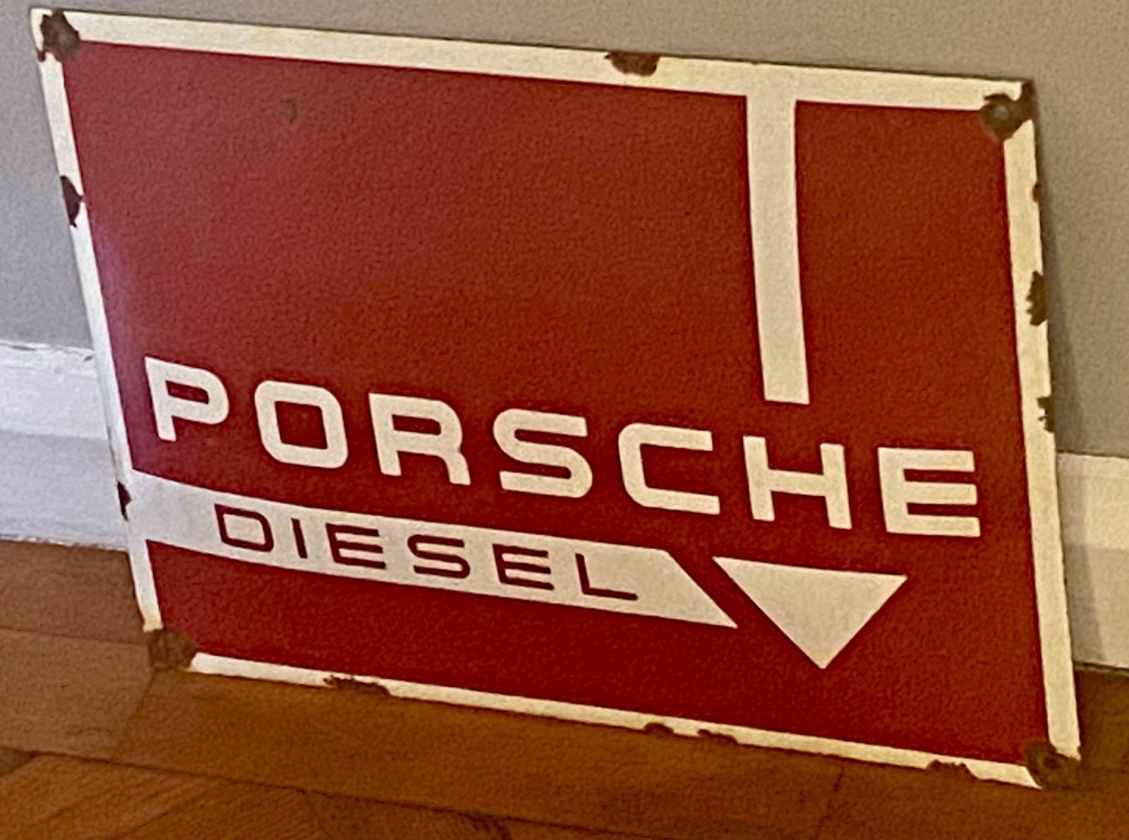 photo furniture Porsche Diesel Enamel Metal Advertising Sign Showroom Dealership Dealer Garage 911 959 Macan Cayenne 912