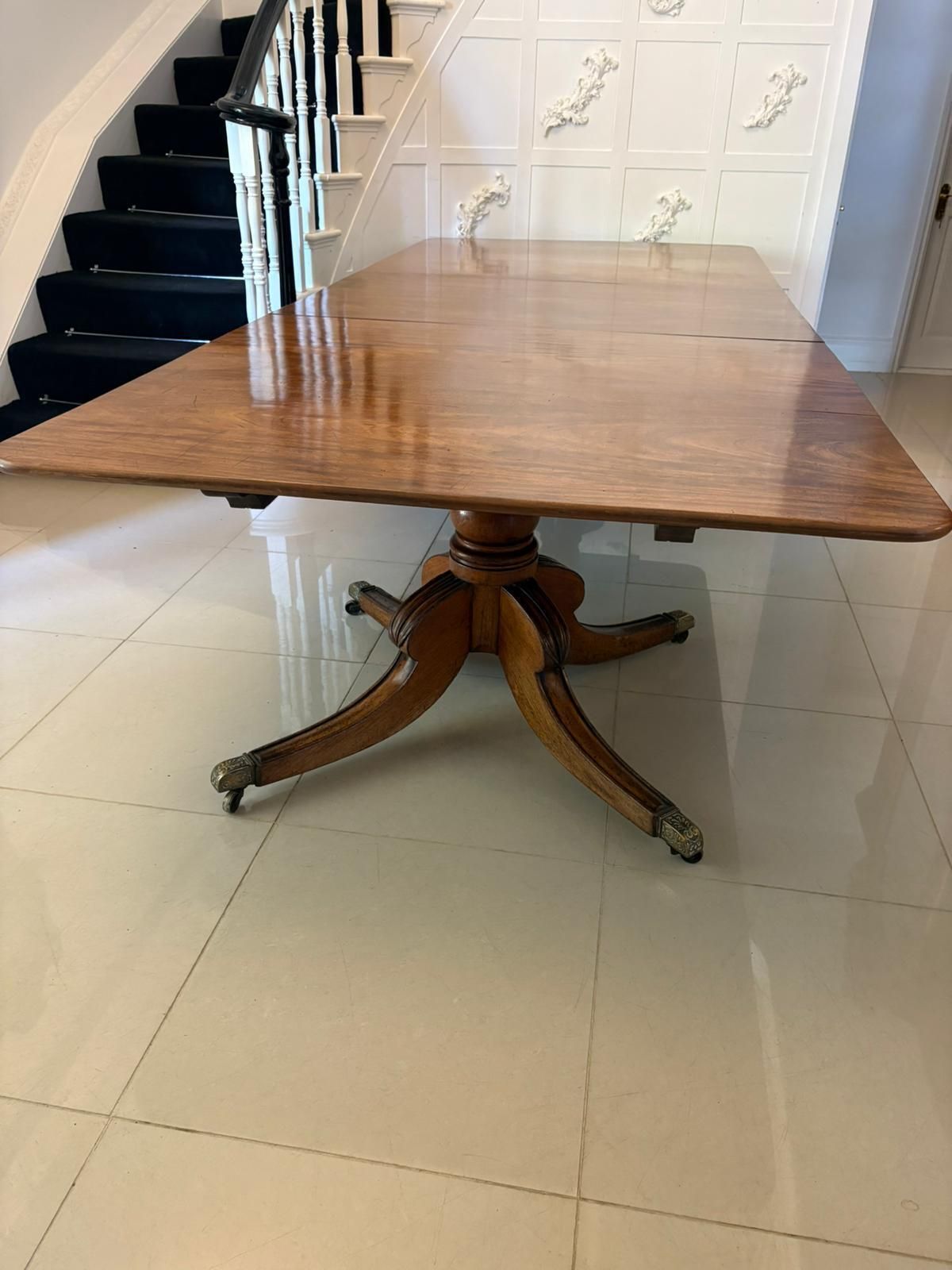 Outstanding Quality 16 Seater Antique Figured Mahogany Two Pilar Dining Table photo furniture