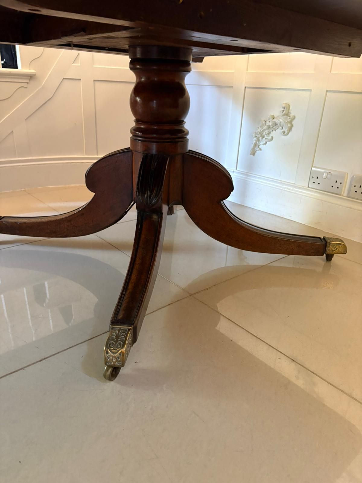 Outstanding Quality 16 Seater Antique Figured Mahogany Two Pilar Dining Table photo vintage