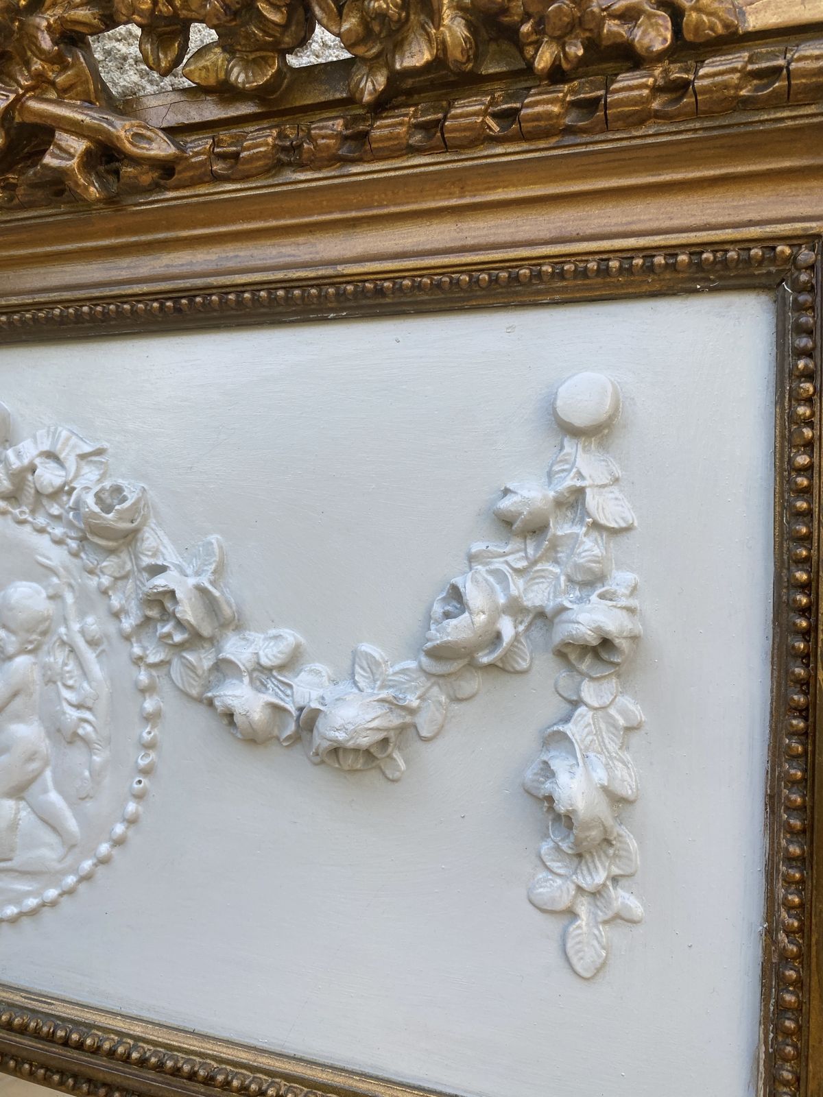 Louis XVI Style Mirror In Gilded Wood With Gold Leaf, 74x150cm photo vinterior
