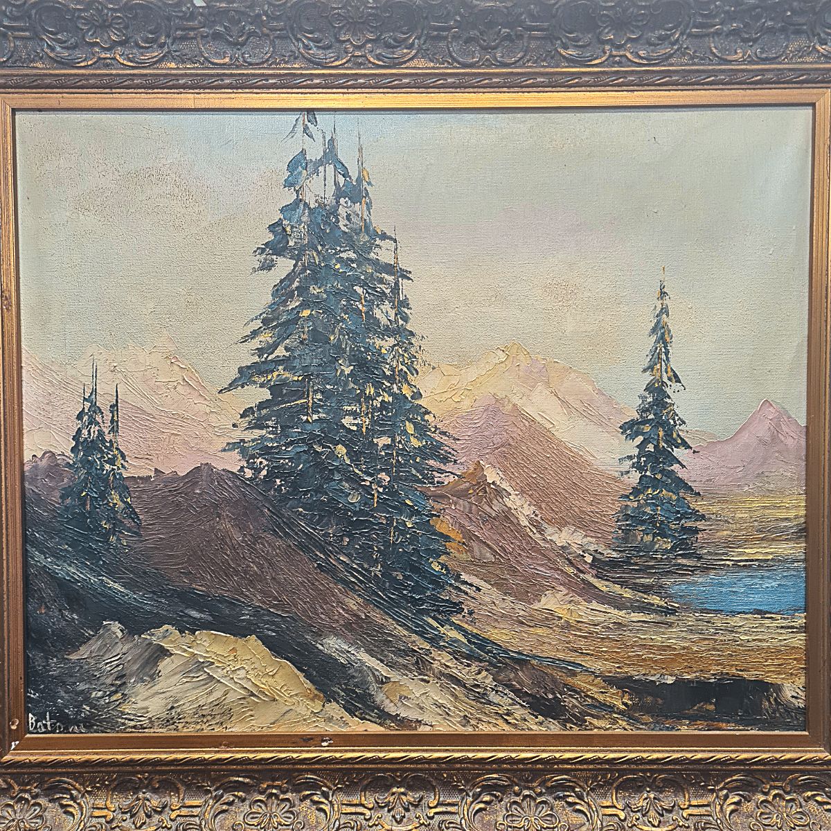Mountain Landscape Painting By Batoni, Mid Century photo furniture