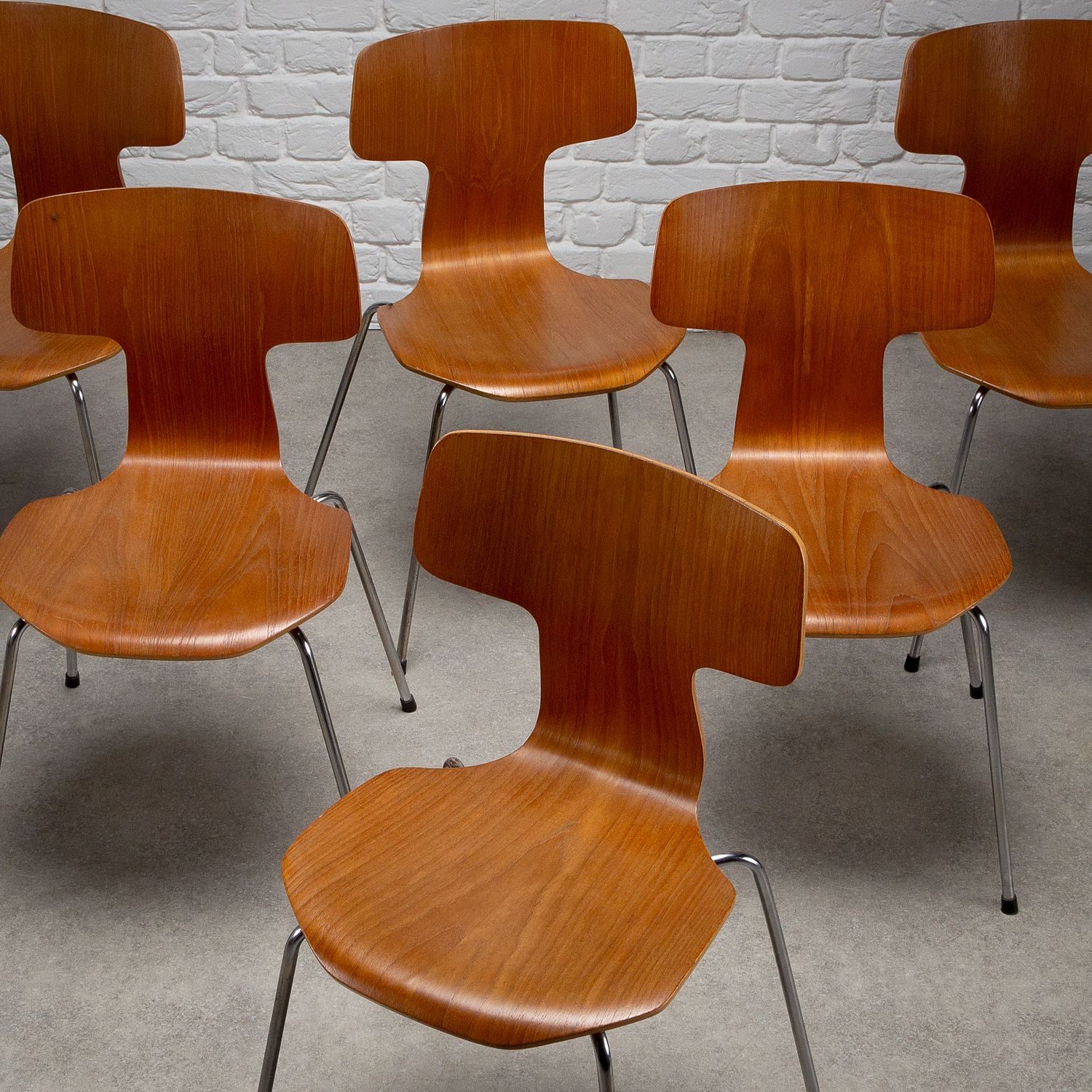 Set Of 6 Model 3103 Mid Century Hammer Chairs By Arne Jacobsen, Denmark photo 3450.0