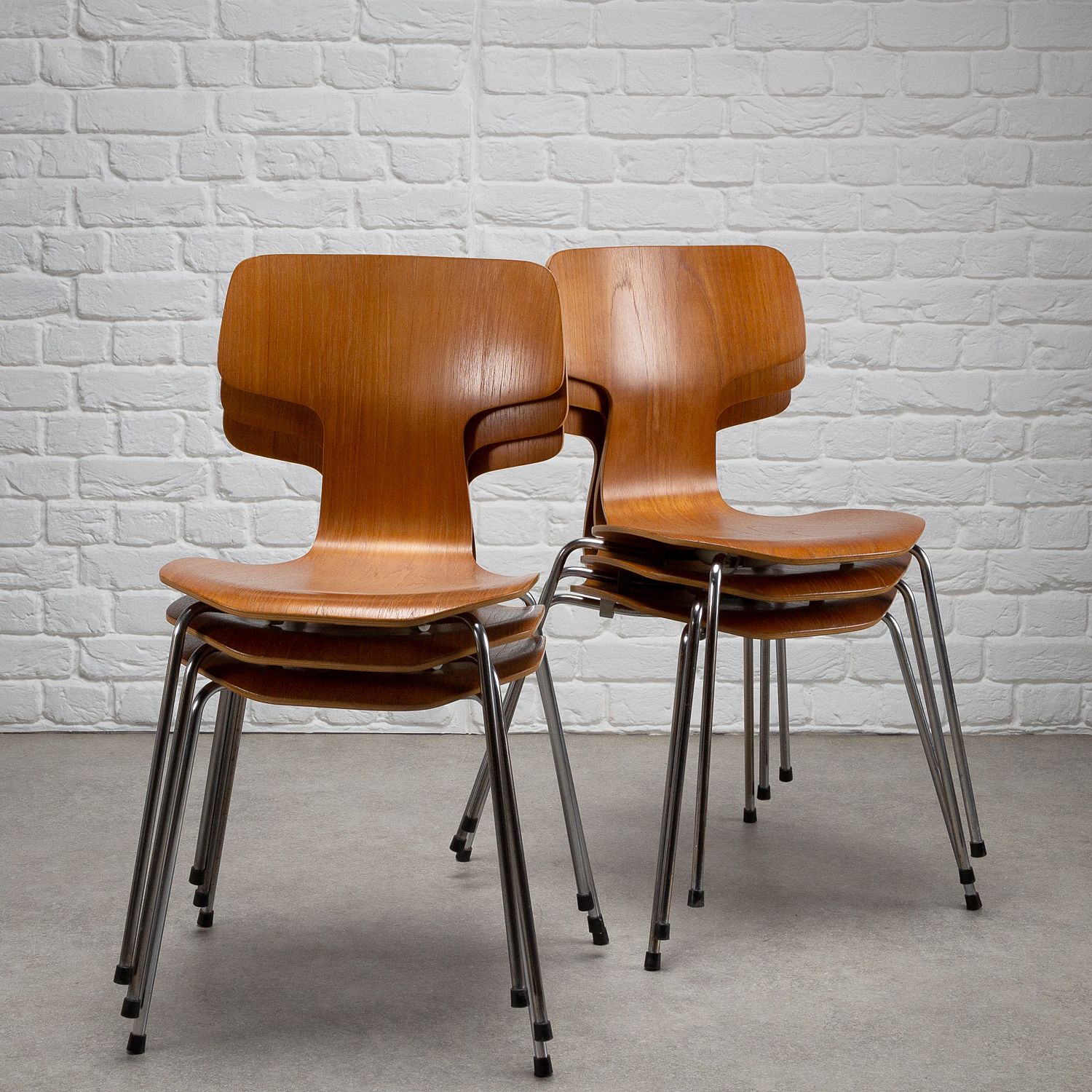 Set Of 6 Model 3103 Mid Century Hammer Chairs By Arne Jacobsen, Denmark photo buy