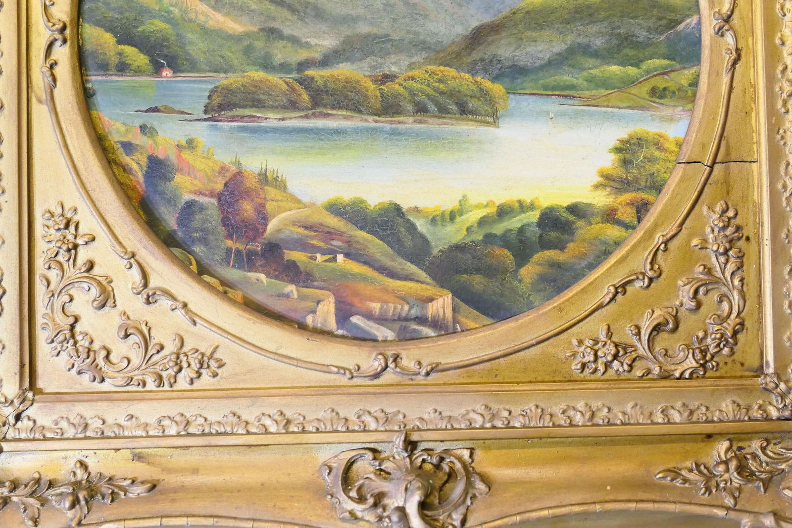 Unsigned Victorian Landscape In A Large Square Frame photo for sale