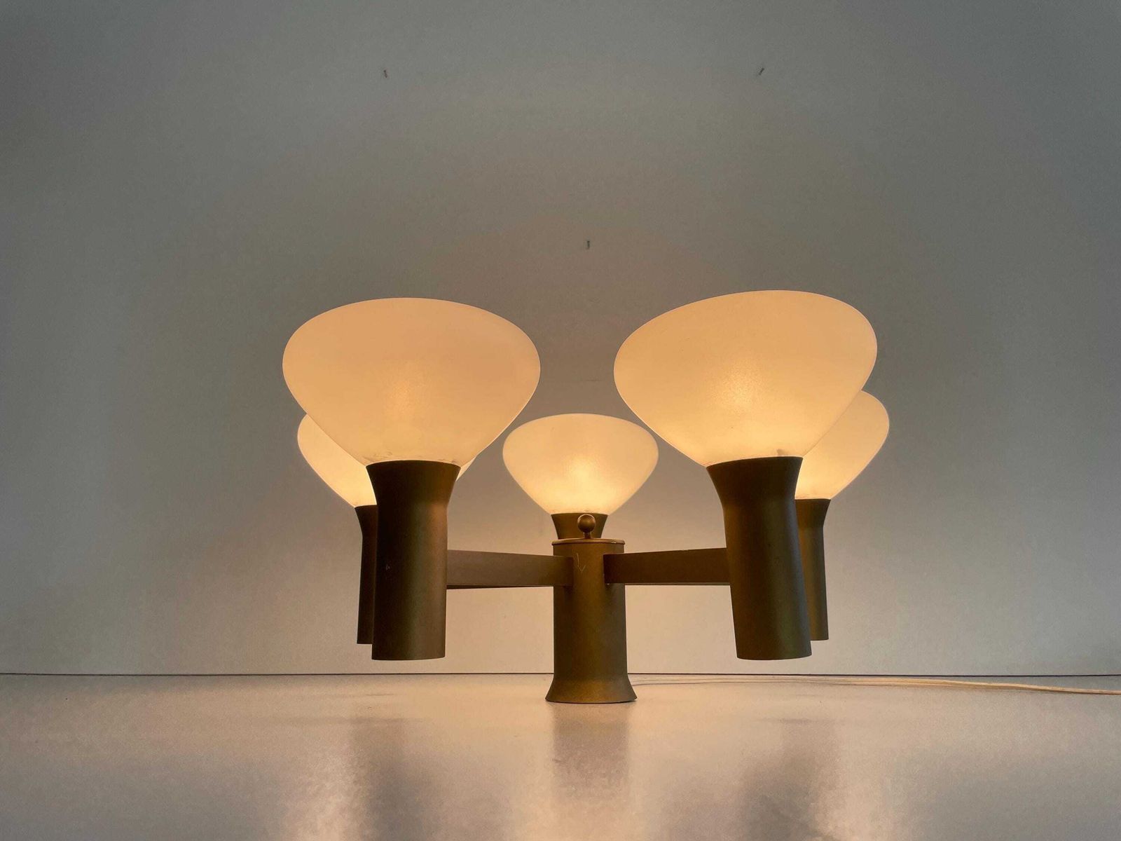 5 Ball Glass And Metal Body Atomic Flush Mount Light, 1960s, Germany photo 1333.0