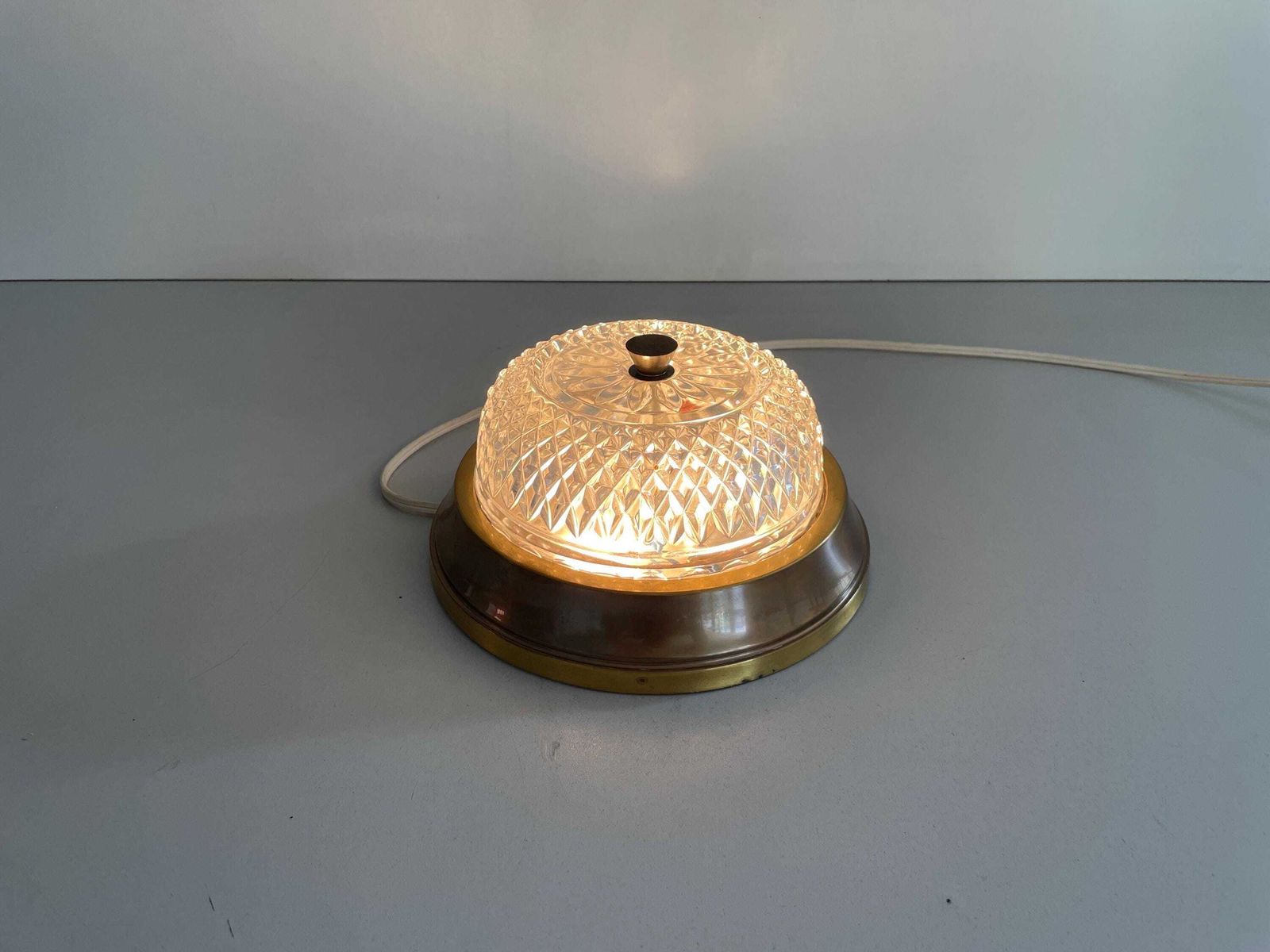 Mid Century Modern Glass And Brass Body Small Flush Mount Light, 1960s, Germany photo 612.0