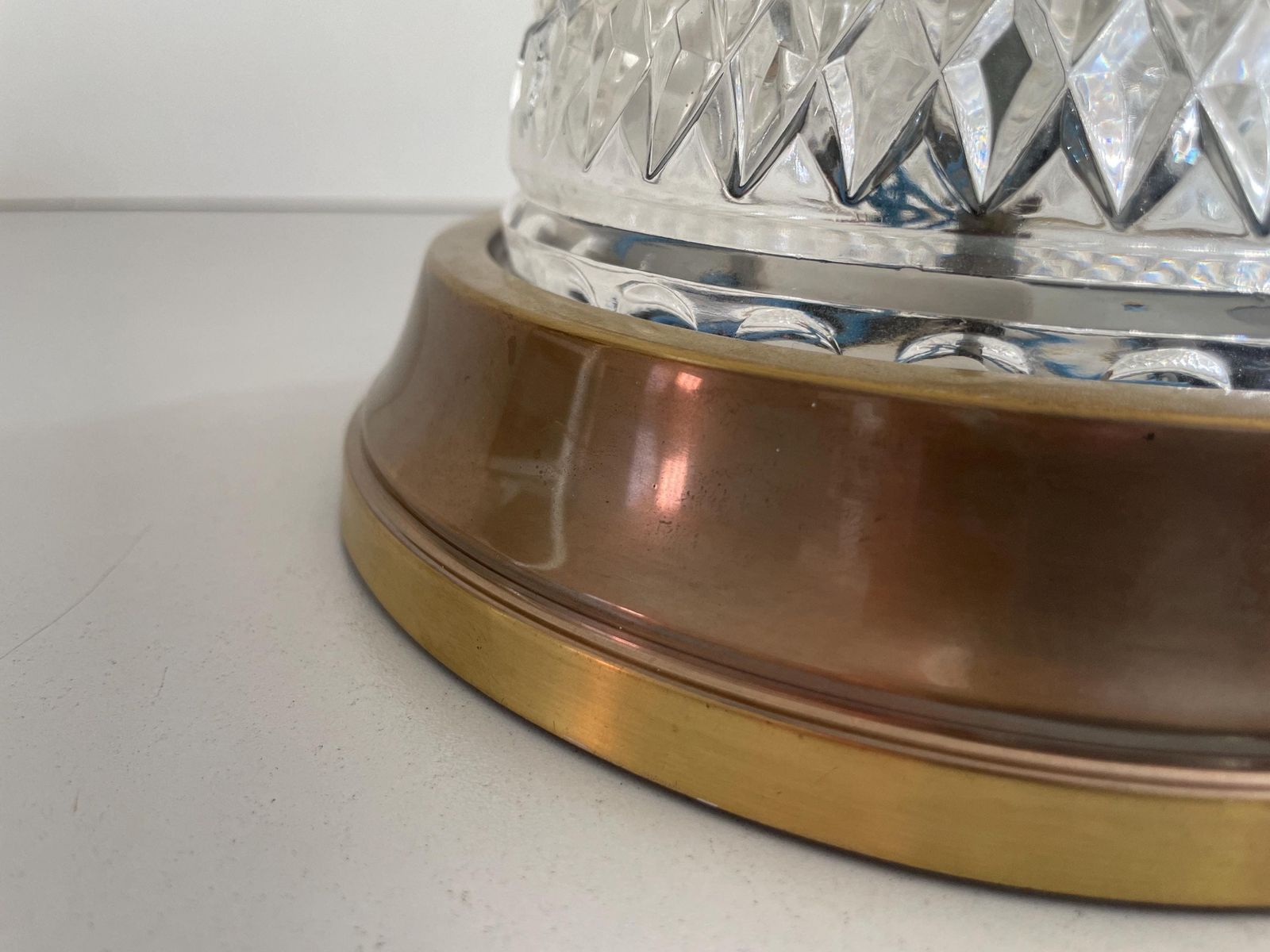 Mid Century Modern Glass And Brass Body Small Flush Mount Light, 1960s, Germany photo vintage